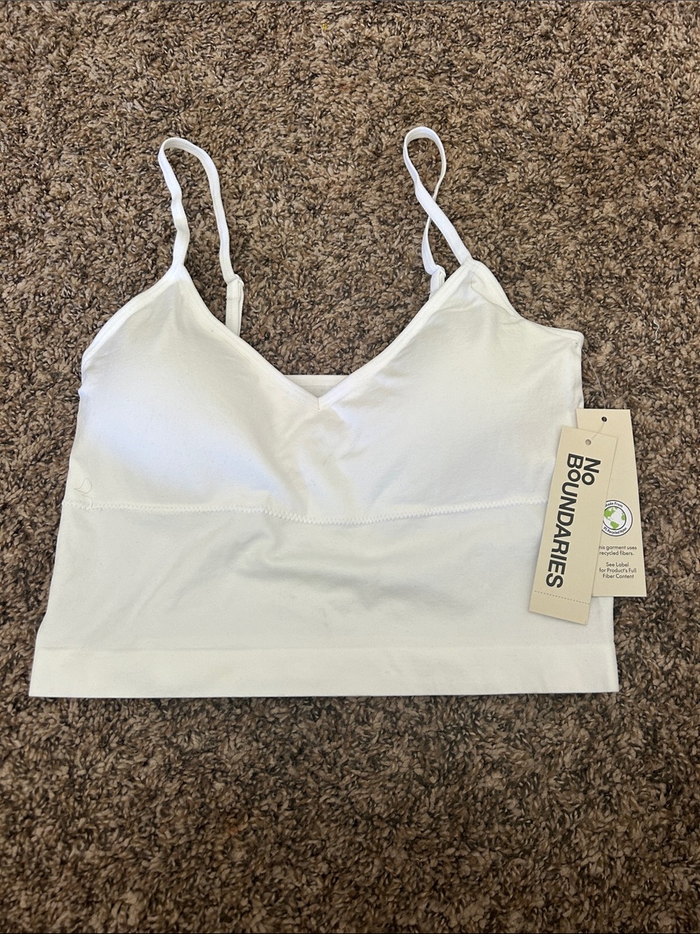 No Boundaries White Seamless V-Neck Bralette Tank
